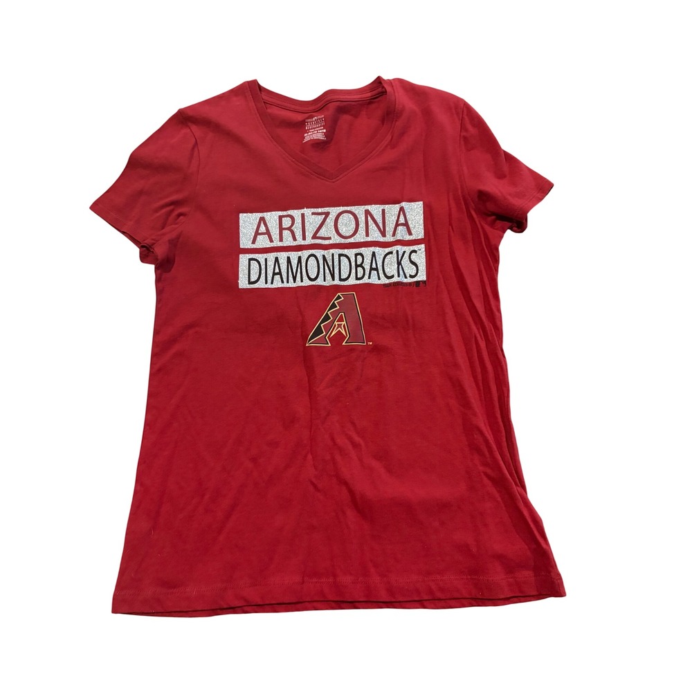 Arizona Diamondbacks Girls Sparkle XL Red V Neck T Shirt MLB Baseball NEW